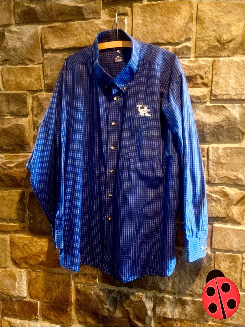 Antigua Blue Check Button-Down Shirt with UK Logo